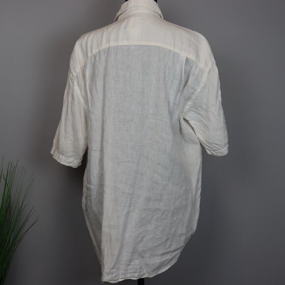 120% Lino short sleeved white linen shirt in size women's M - Picture 3 of 6